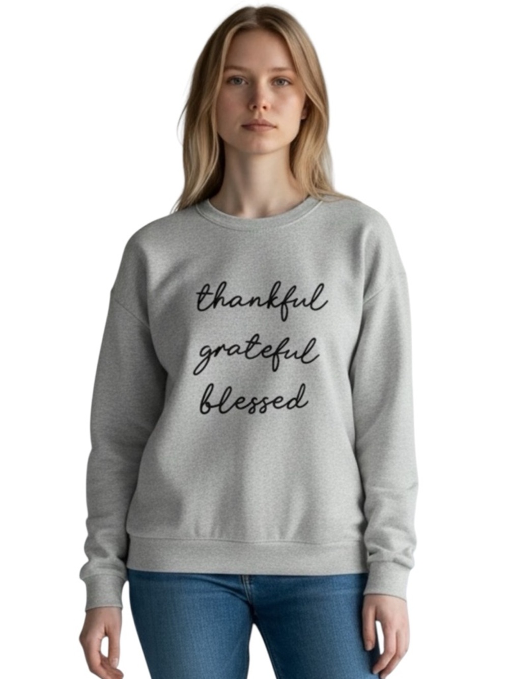 SWEET SOUL Clothing Co. Gray "Thankful Grateful Blessed" Sweatshirt